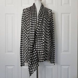 Haider Ackermann Pleated Polka Dot 100% Silk Blouse Black White EU 44 US 12